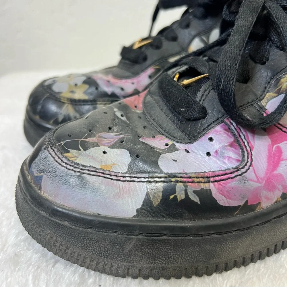 Nike AIR FORCE 1 LOW 'FLORAL' Black Size 7 Women’s AO1017 002